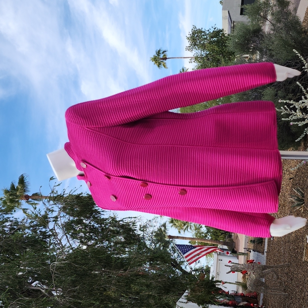 GIORGIO ARMANI Fuchsia Wool Blazer 46 Minimalist Cadet Jacket 90s Italy VINTAGE - Picture 3 of 16